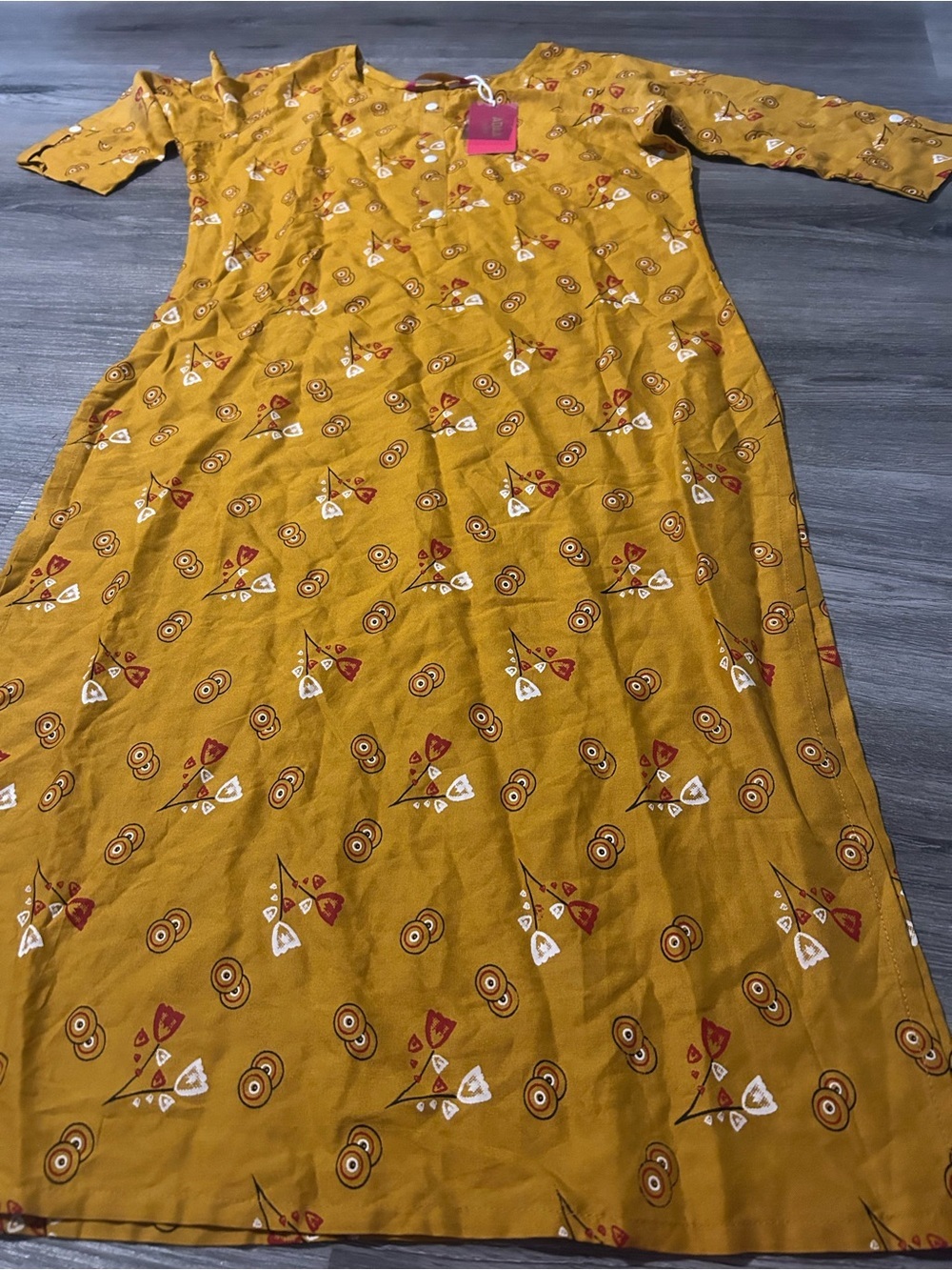 Ada Mustard Yellow Printed Maxi Dress